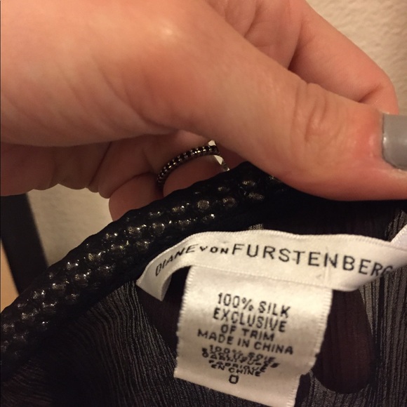 NWOT DVF 💯silk black dress with beaded trim - Picture 7 of 8